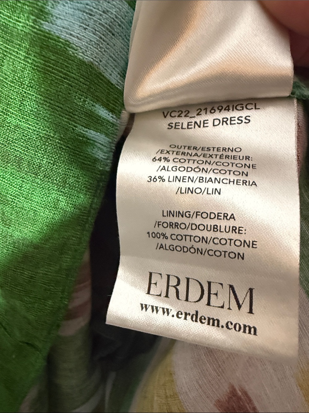 ERDEM Selene Green Printed Ikat Halter Maxi Dress size 6 - Picture 12 of 12